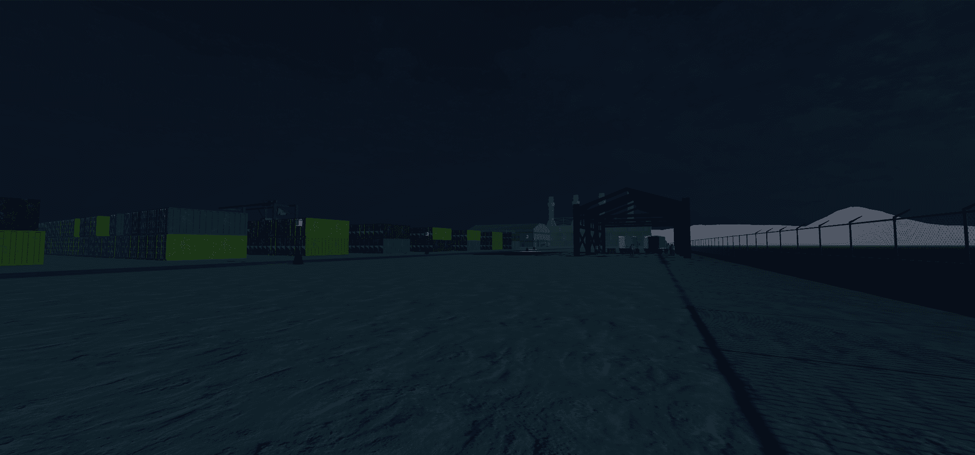 Mafia Simulator player character standing in the port environment at night.